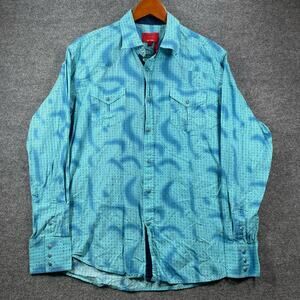 Patron Cito Red Label Pearl Snap Western Shirt Men's XL Blue Geometric Allover